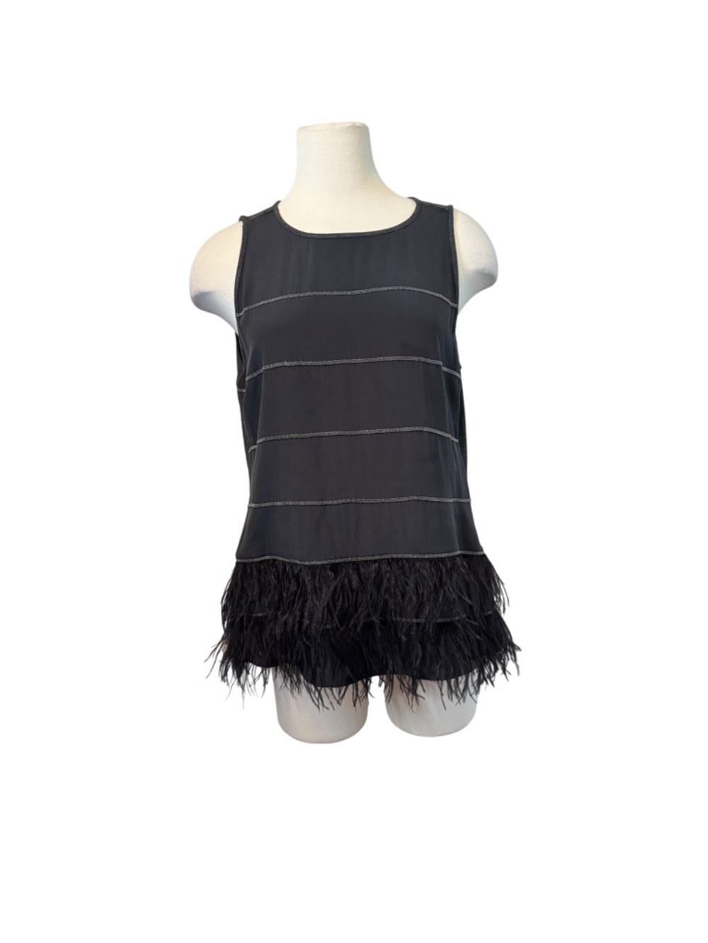 Etcetera Sleeveless Top with Feather Hem Size 10